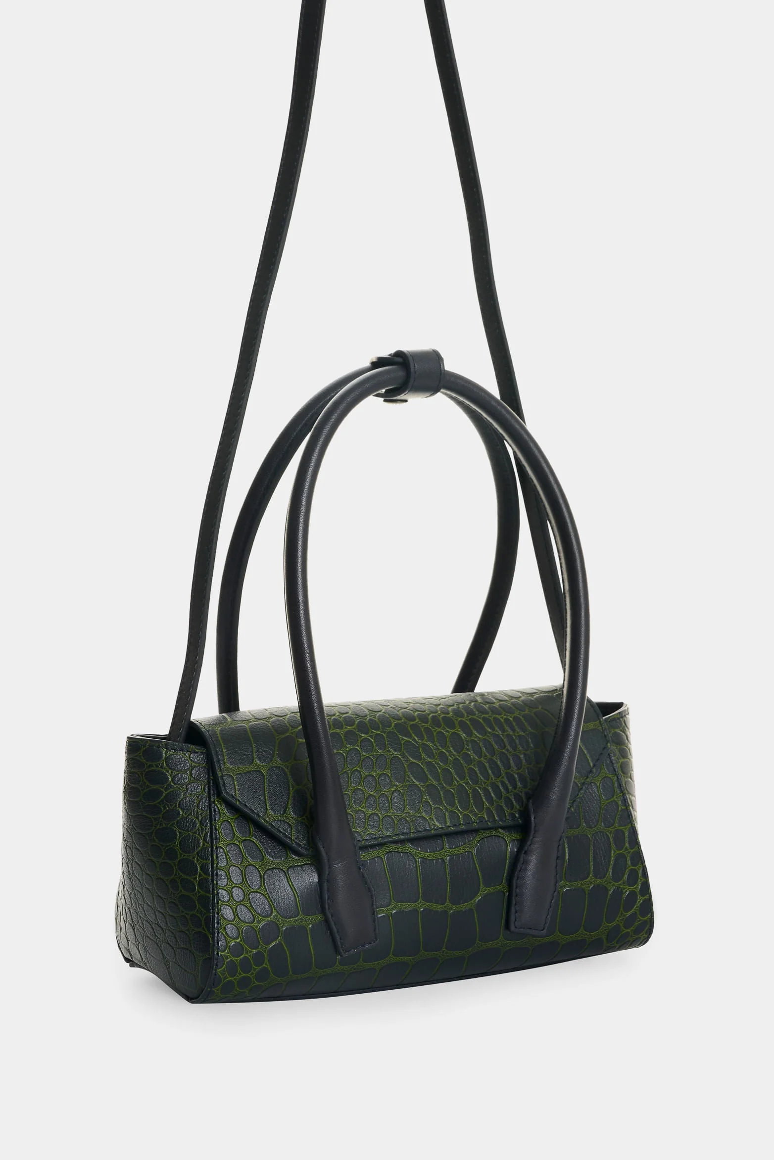 Men’s Mini Croc-Embossed Leather Crossbody Bag - Image 2