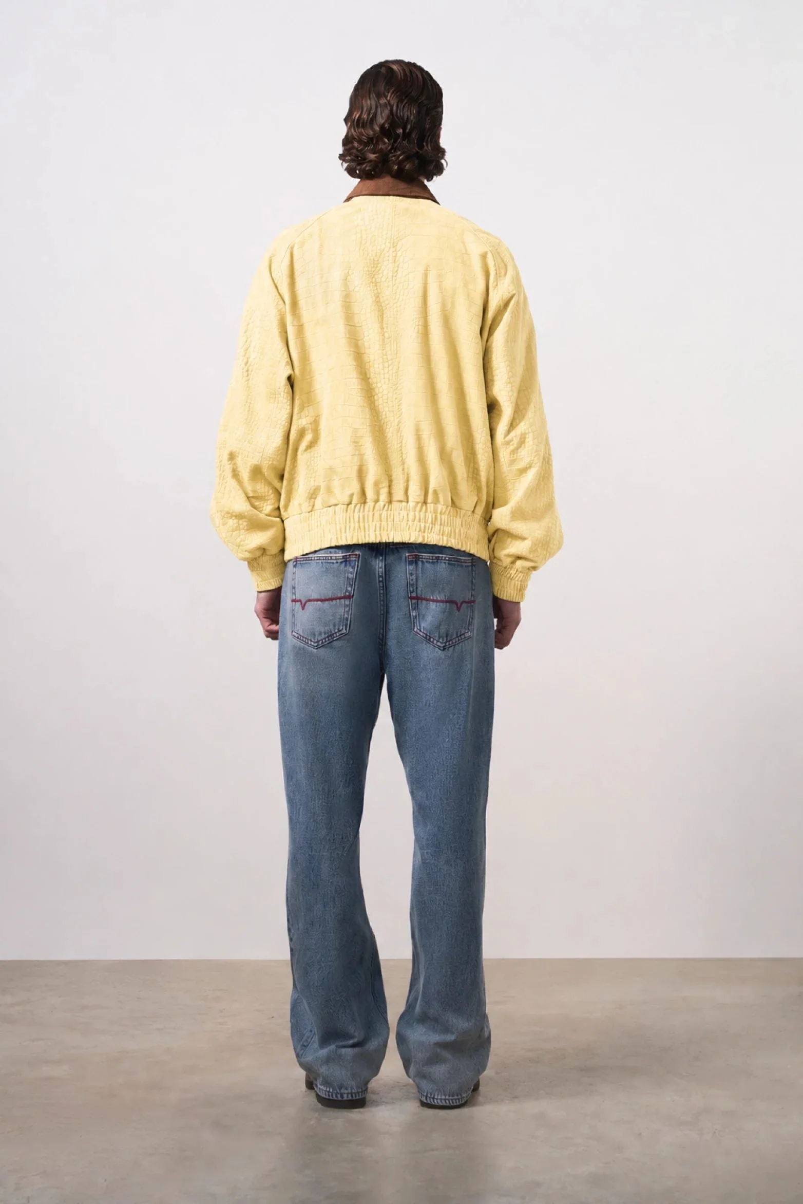 Men's Croco Suede Bomber Jacket - Image 3
