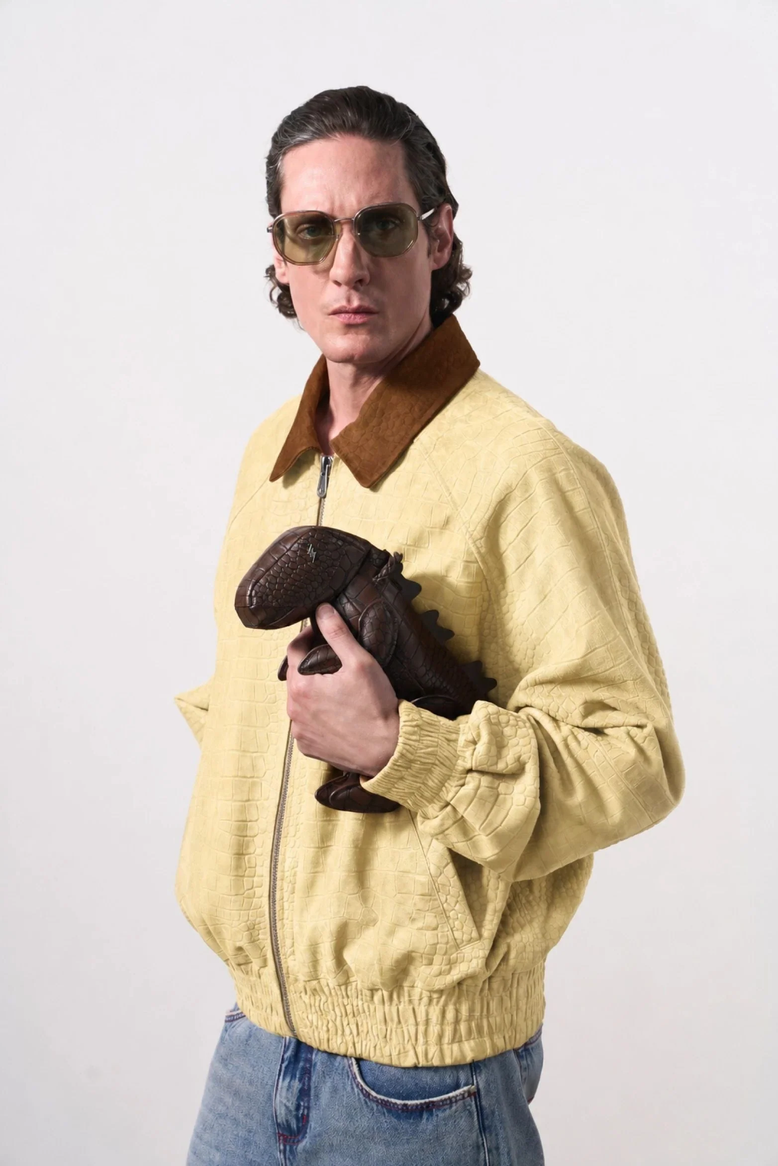 Men's Croco Suede Bomber Jacket - Image 6