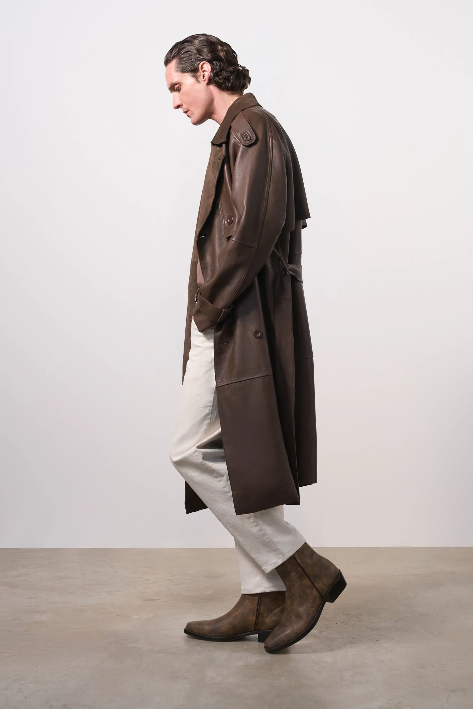 Men's Leather Trench Coat - Image 2
