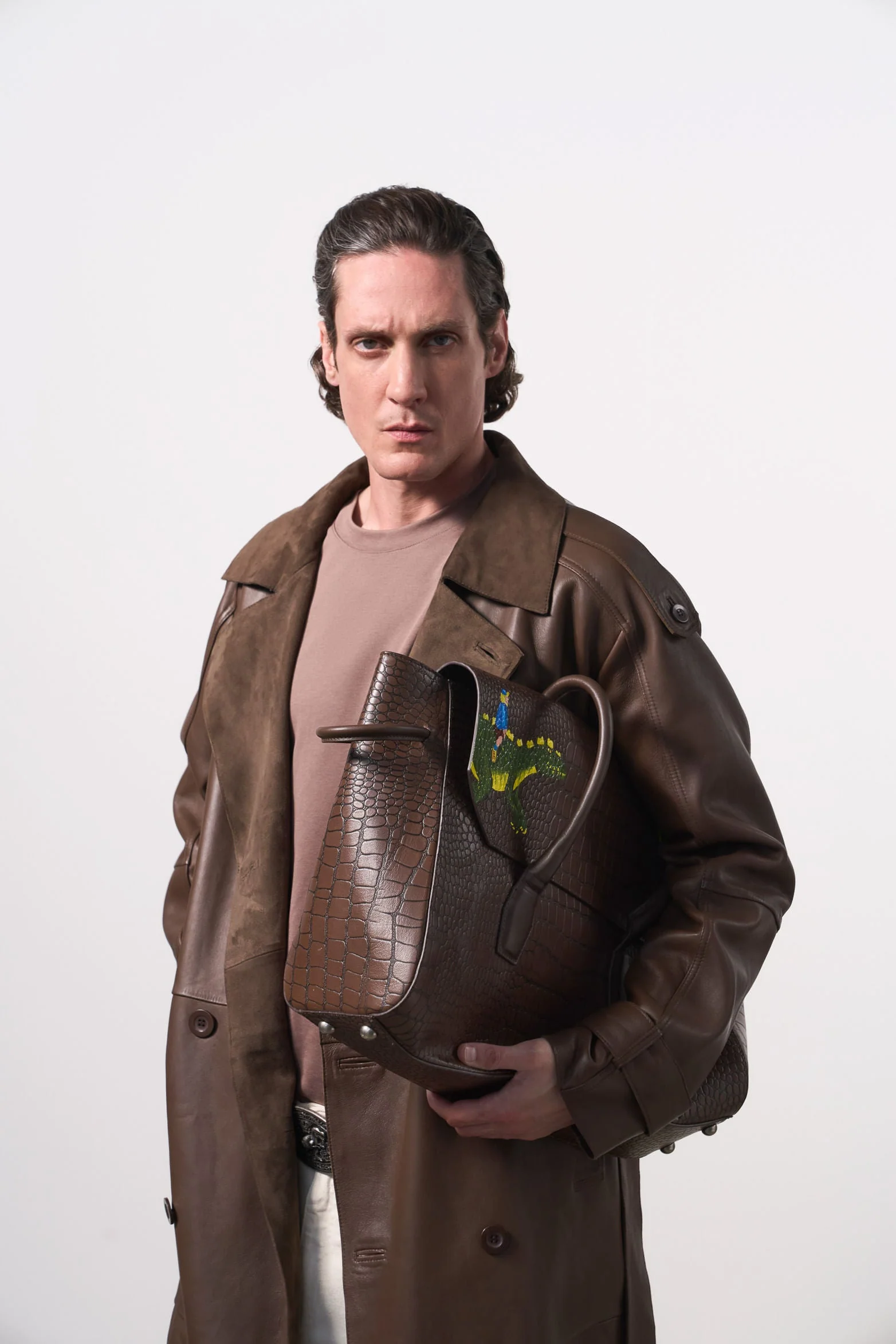 Men's Leather Trench Coat - Image 4