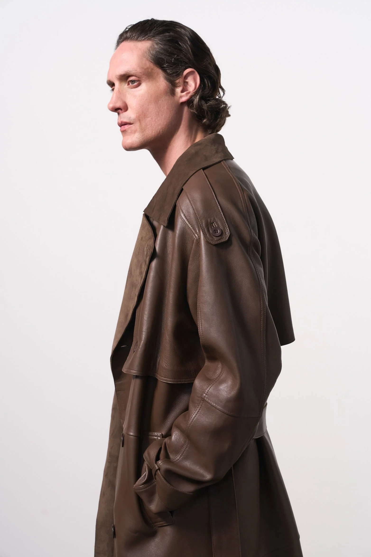 Men's Leather Trench Coat - Image 5