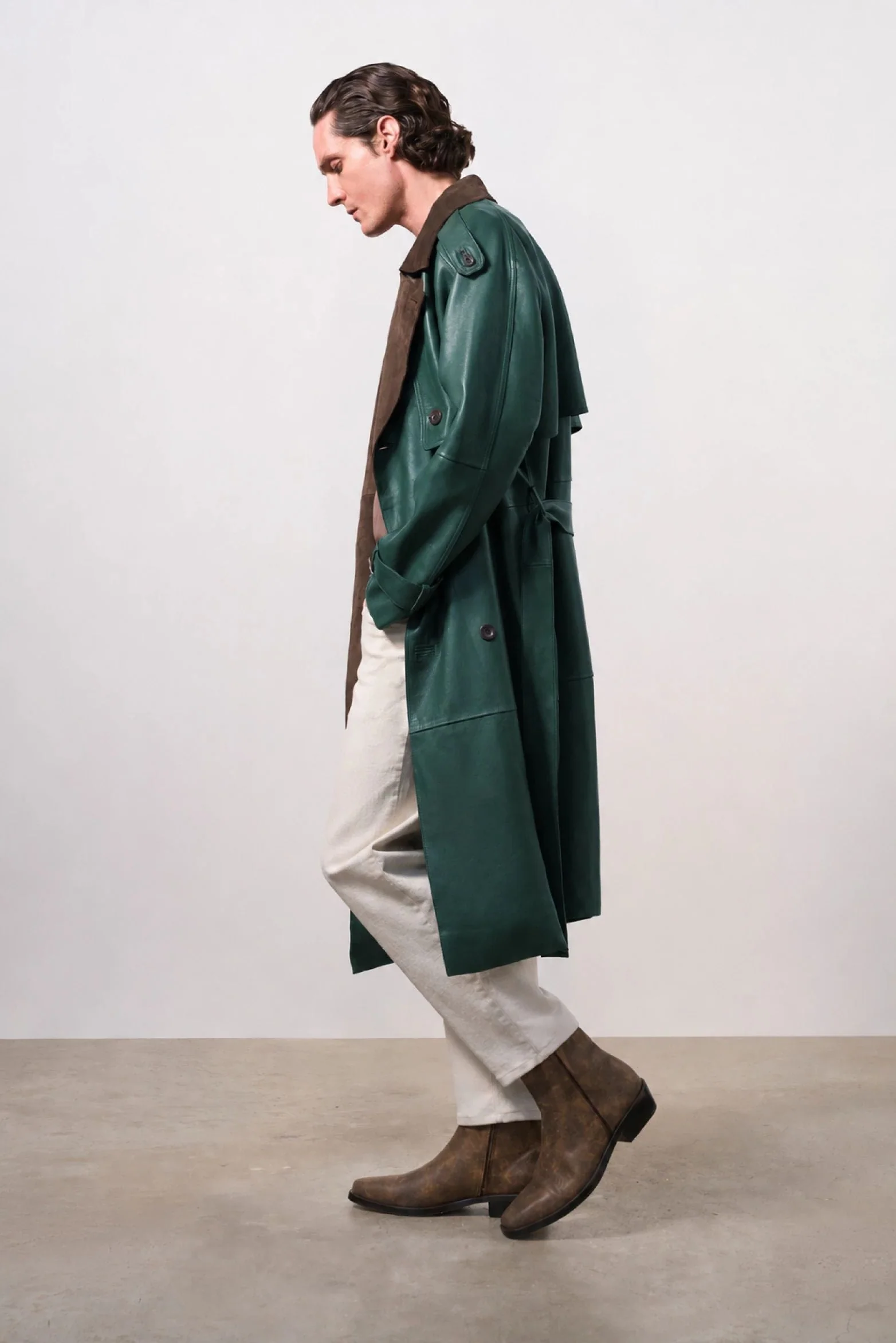 Men's Leather Trench Coat - Image 2