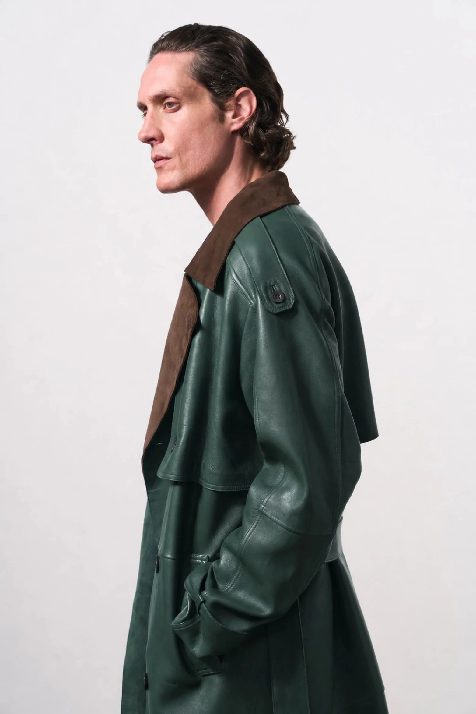 Men's Leather Trench Coat - Image 5
